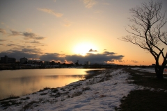 Tama River with Snow