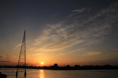 大師橋からの夕日