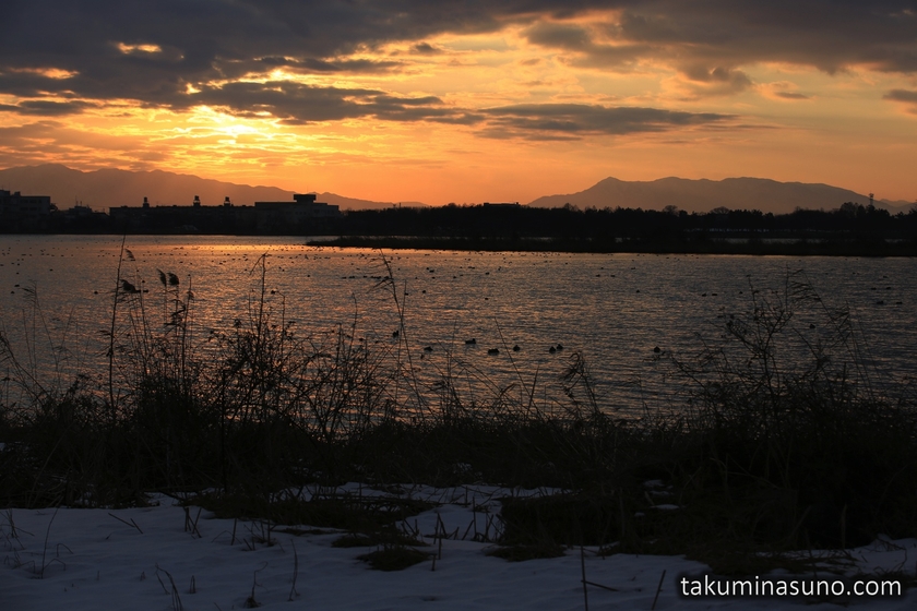 Sunrise and Snow of Lake Toyanogata in Niigata